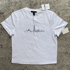 📸 NWT Forever 21 Paris Embroidered Tee Shirt Sml